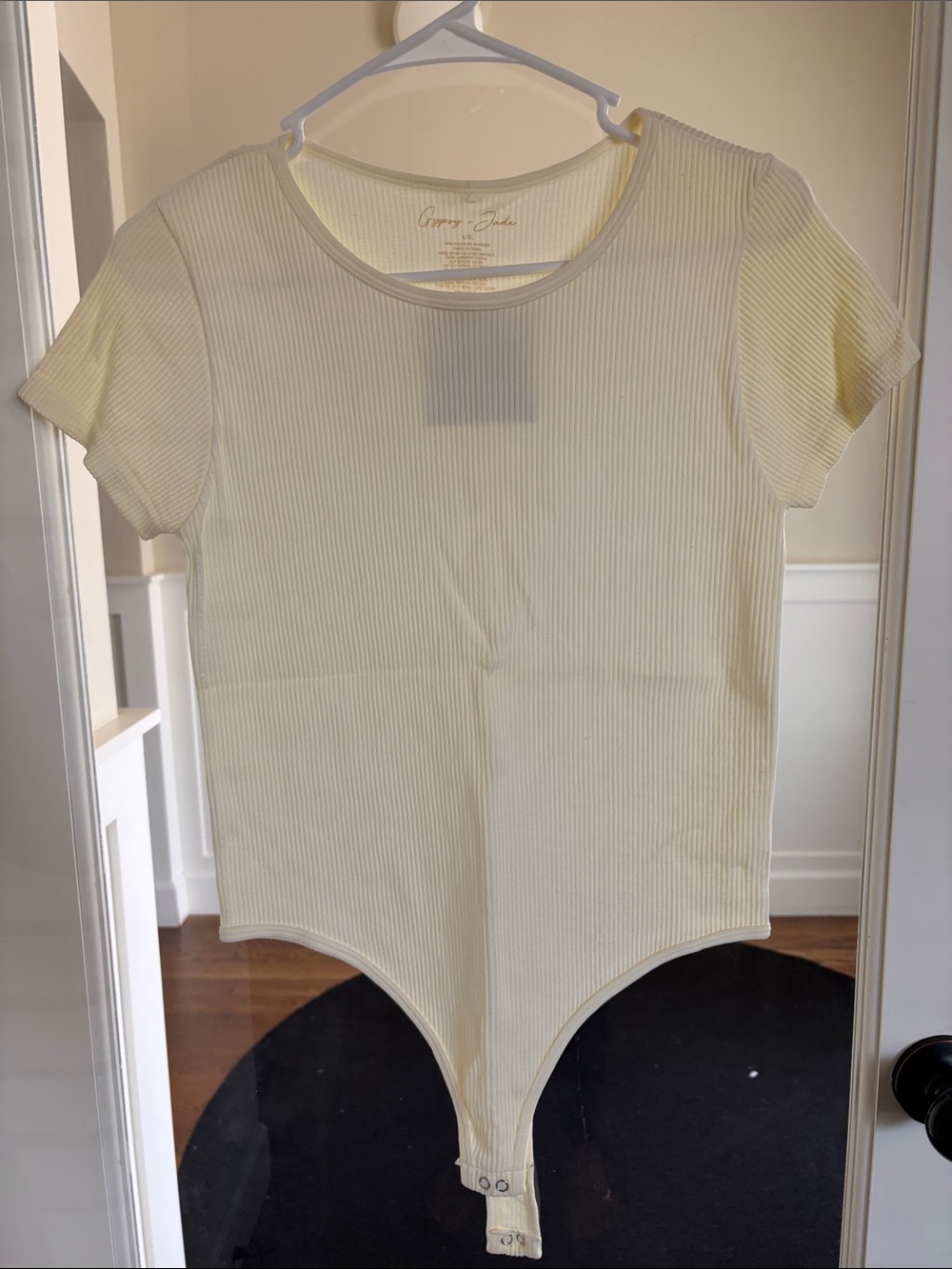 Short-Sleeve Ribbed Cream Bodysuit - Women's Essential Top